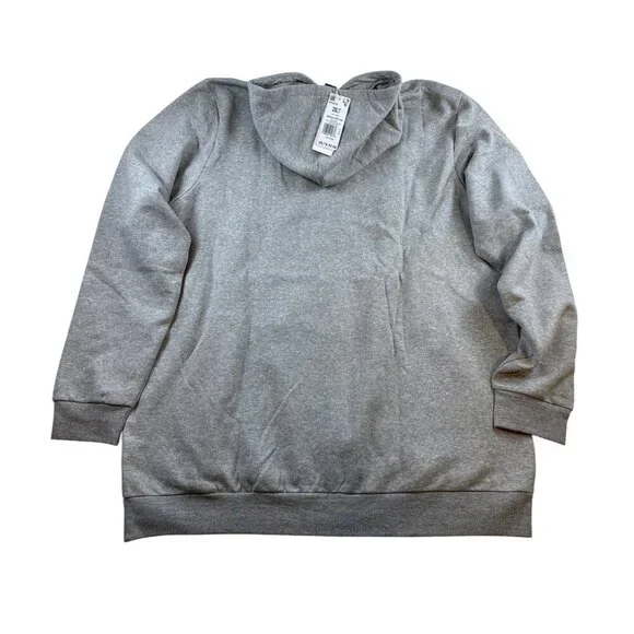 NWT Adidas Grey Heather Feel Cozy Pullover Fleece Hoodie Sz 2XLT Kangaroo Pocket - Picture 9 of 10